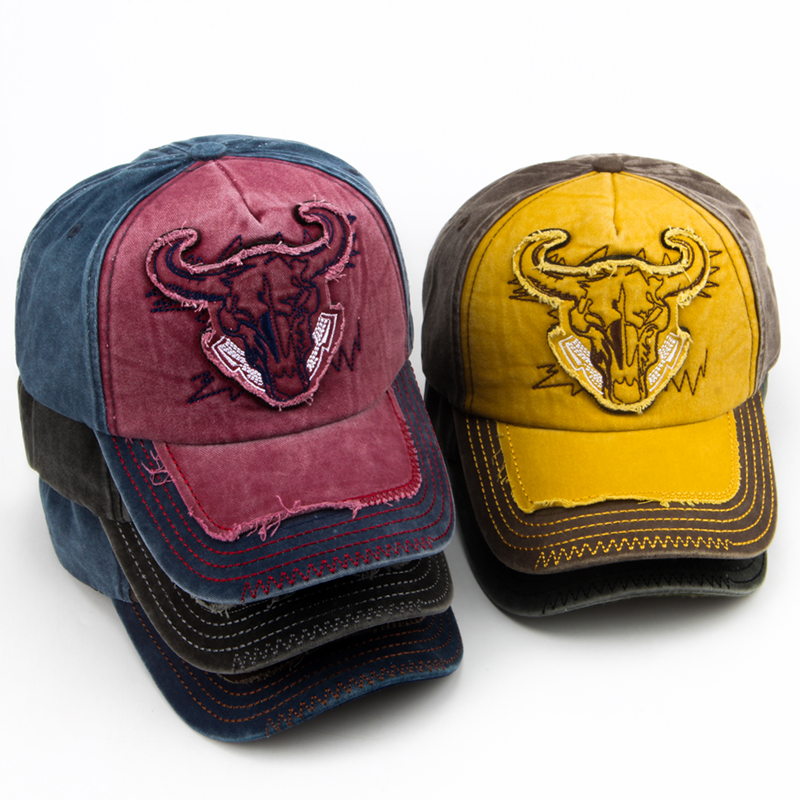 Streetwear Brand Beanie - CNTANG Männer Bull Kopf Stickerei Baseball