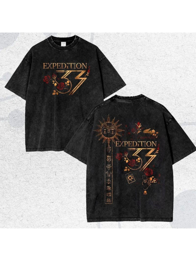 Urban Streetwear Brand - Herren Washed Streetwear Marken-T-Shirt Expedition 33