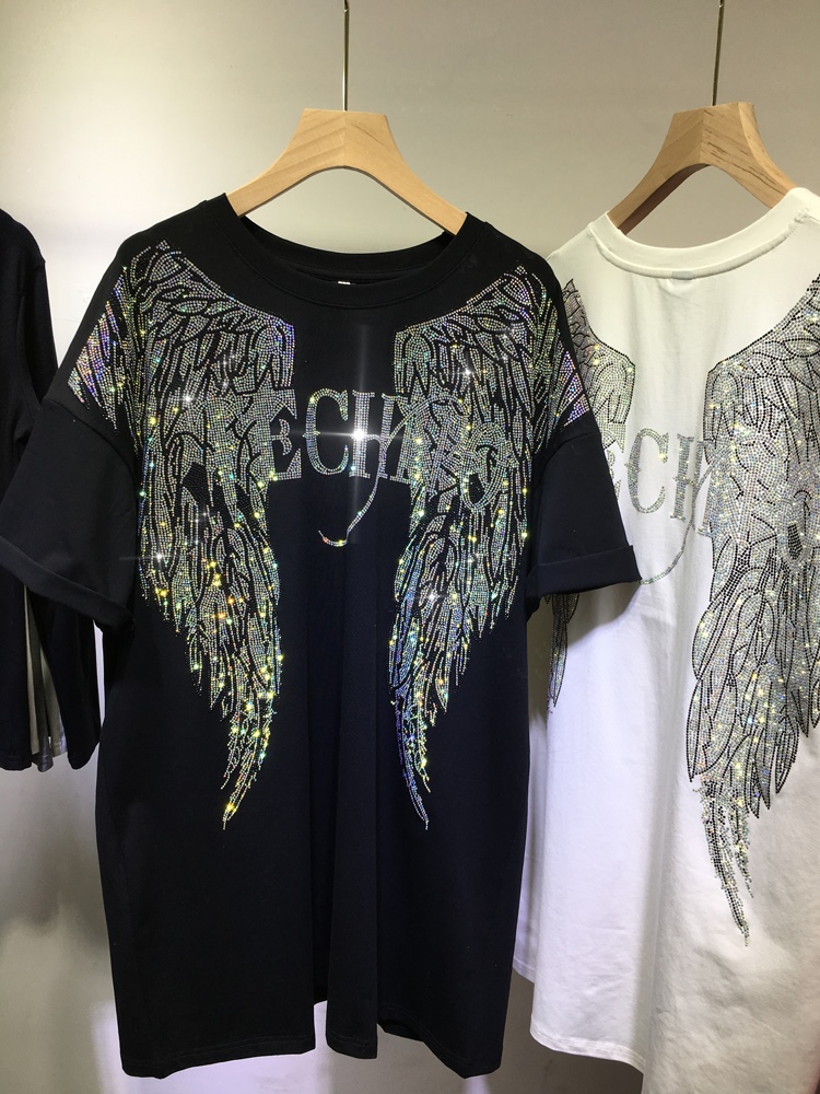 Streetwear Clothing Brands - L-4XL übergroße Strass Engels flügel Harley